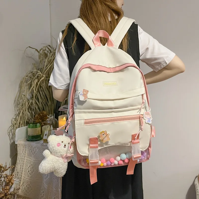 2022 summer new large-capacity contrasting color letter backpack Korean version fashion transparent pocket backpack
2022 summer new large-capacity contrasting color letter backpack Korean version fashion transparent pocket backpack