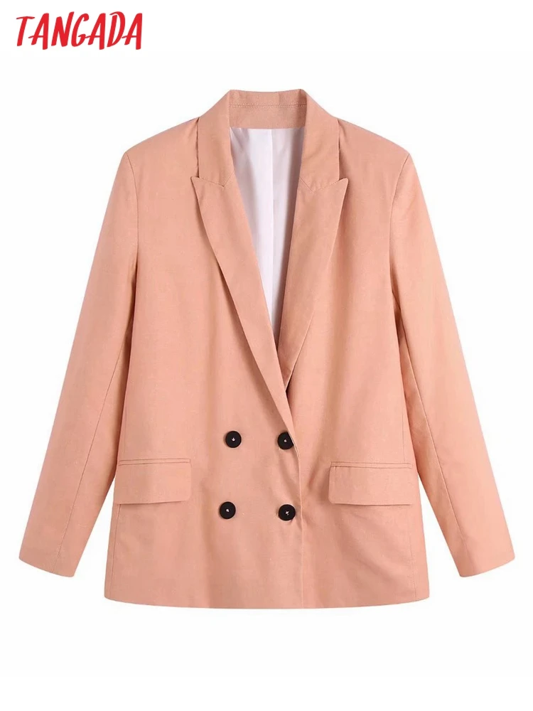 Tangada Women Double Breasted Blazer Coat Vintage Long Sleeve Flap Pockets Female Outerwear Chic Veste Femme BE144 
Tangada Women Double Breasted Blazer Coat Vintage Long Sleeve Flap Pockets Female Outerwear Chic Veste Femme BE144