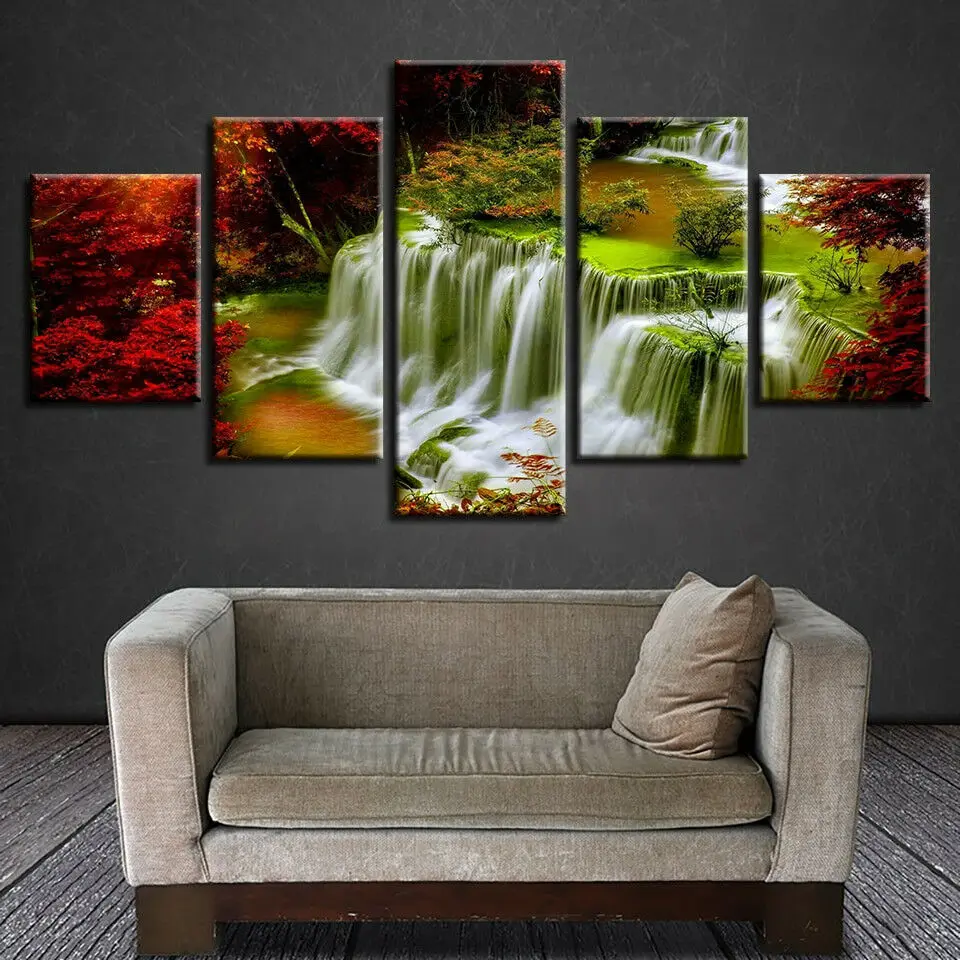 5 Piece Fantasy Autumn Forest Waterfall Modern Wall Mural Canvas Print Posters for Living Room Home Decor Paintings Decorations
5 Piece Fantasy Autumn Forest Waterfall Modern Wall Mural Canvas Print Posters for Living Room Home Decor Paintings Decorations