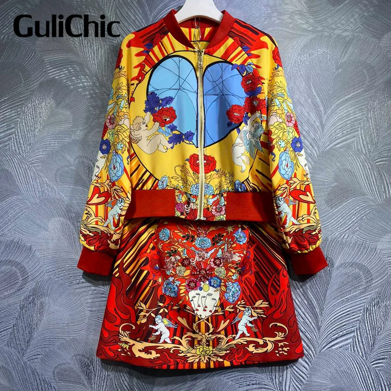8.31 GuliChic High Quality Women Fashion Runway Skirts Sets Print Zipper Jacket + High Waist Beading A-Line Mini Skirt
8.31 GuliChic High Quality Women Fashion Runway Skirts Sets Print Zipper Jacket + High Waist Beading A-Line Mini Skirt