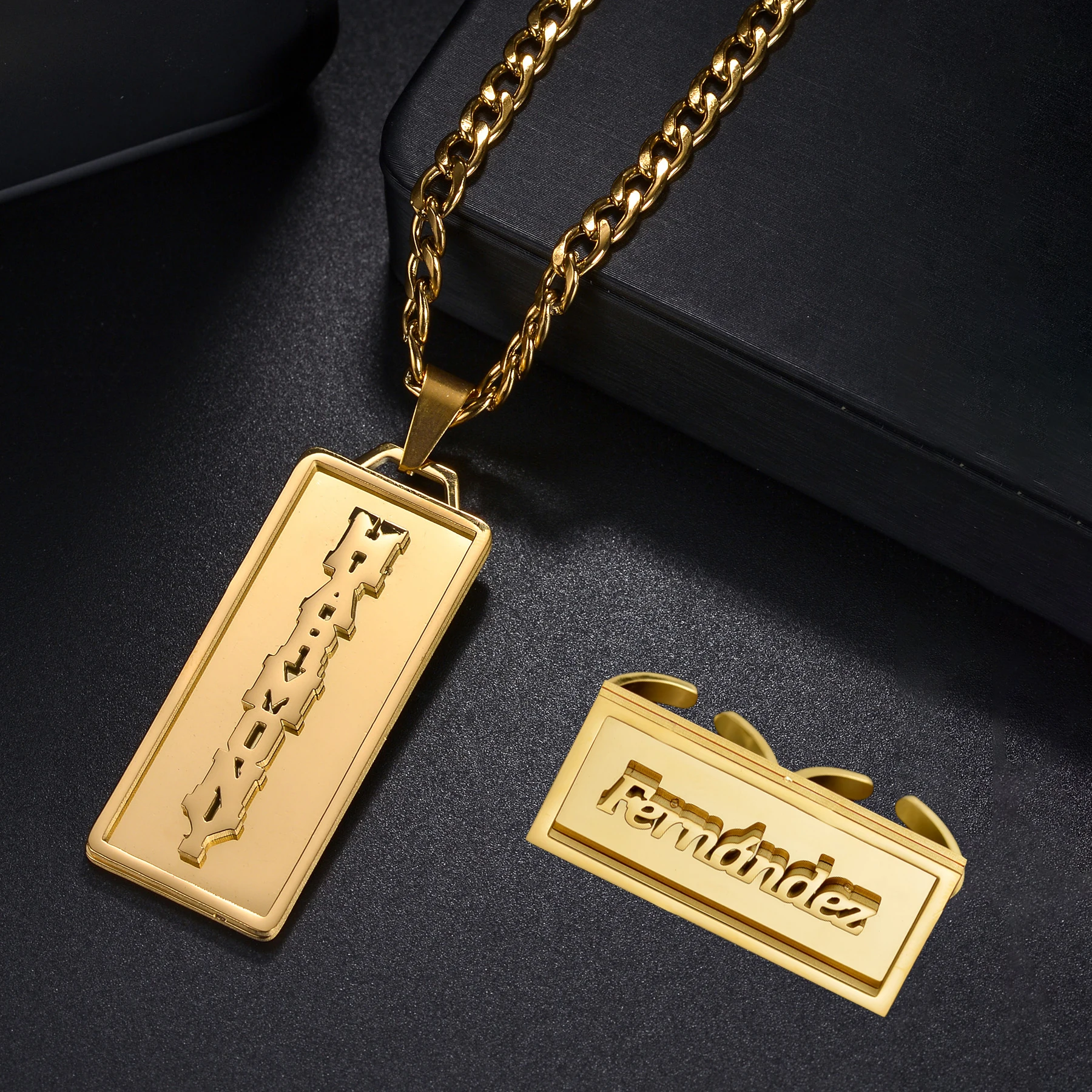 Custom Name Double Welded Rectangular Rings&Necklace for Women High-End Stainless Steel Jewelry Personlity Twist Chain Ring Gift
Custom Name Double Welded Rectangular Rings&Necklace for Women High-End Stainless Steel Jewelry Personlity Twist Chain Ring Gift
