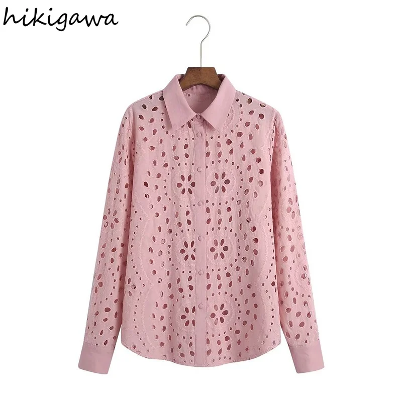 Hikigawa New Fashion Hollow Out Embroidery Women Shirts Solid Turn Down Collar Long Sleeve Blouses Chic Streetwear Tops Mujer
Hikigawa New Fashion Hollow Out Embroidery Women Shirts Solid Turn Down Collar Long Sleeve Blouses Chic Streetwear Tops Mujer