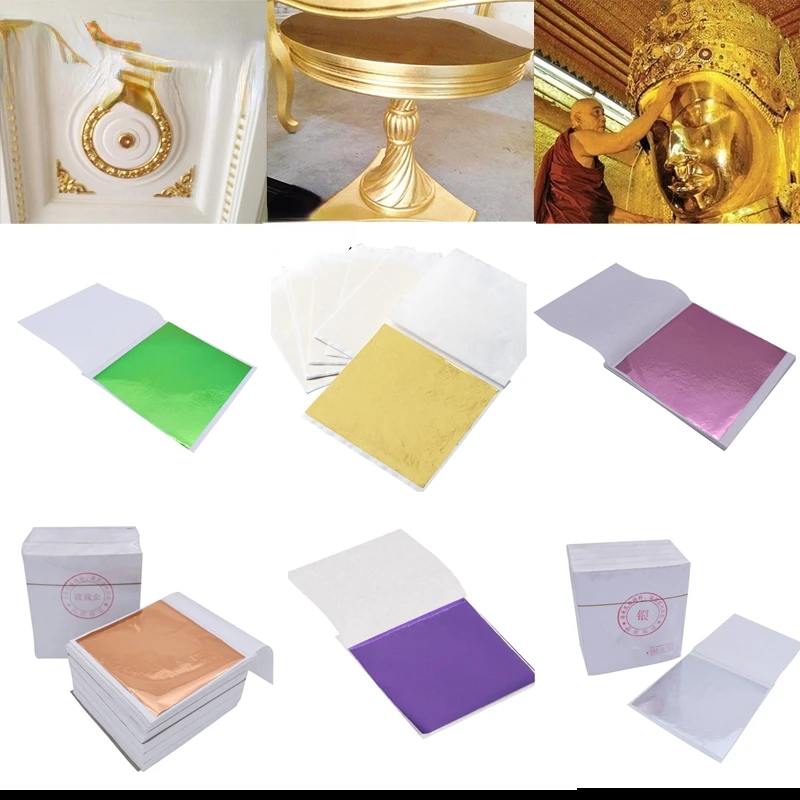 9x9cm 100 sheets/Set Multicolor Shiny K Gold Leaf for Gilding Funiture Lines Wall Crafts Handicrafts Gilding Decoration
9x9cm 100 sheets/Set Multicolor Shiny K Gold Leaf for Gilding Funiture Lines Wall Crafts Handicrafts Gilding Decoration