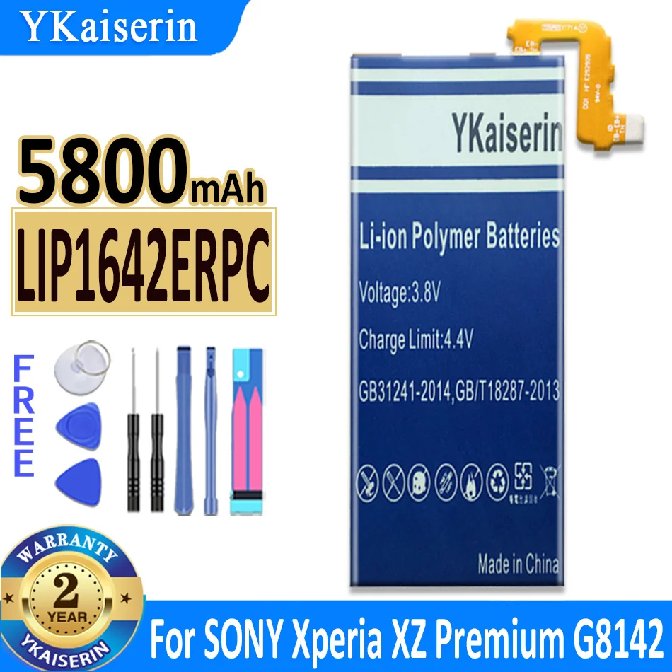 YKaiserin Battery For SONY Xperia XZ Premium G8142 XZP G8142 G8141 Replacement Batteries LIP1642ERPC 5800mAh Bateria + Free Tool
YKaiserin Battery For SONY Xperia XZ Premium G8142 XZP G8142 G8141 Replacement Batteries LIP1642ERPC 5800mAh Bateria + Free Tool