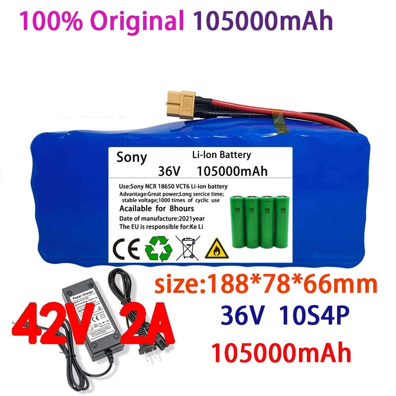 100%Original 36V battery 10S4P100Ah battery pack 500W high power battery 42V 100000mAh Ebike electric bike BMS+42V2A Charger
100%Original 36V battery 10S4P100Ah battery pack 500W high power battery 42V 100000mAh Ebike electric bike BMS+42V2A Charger