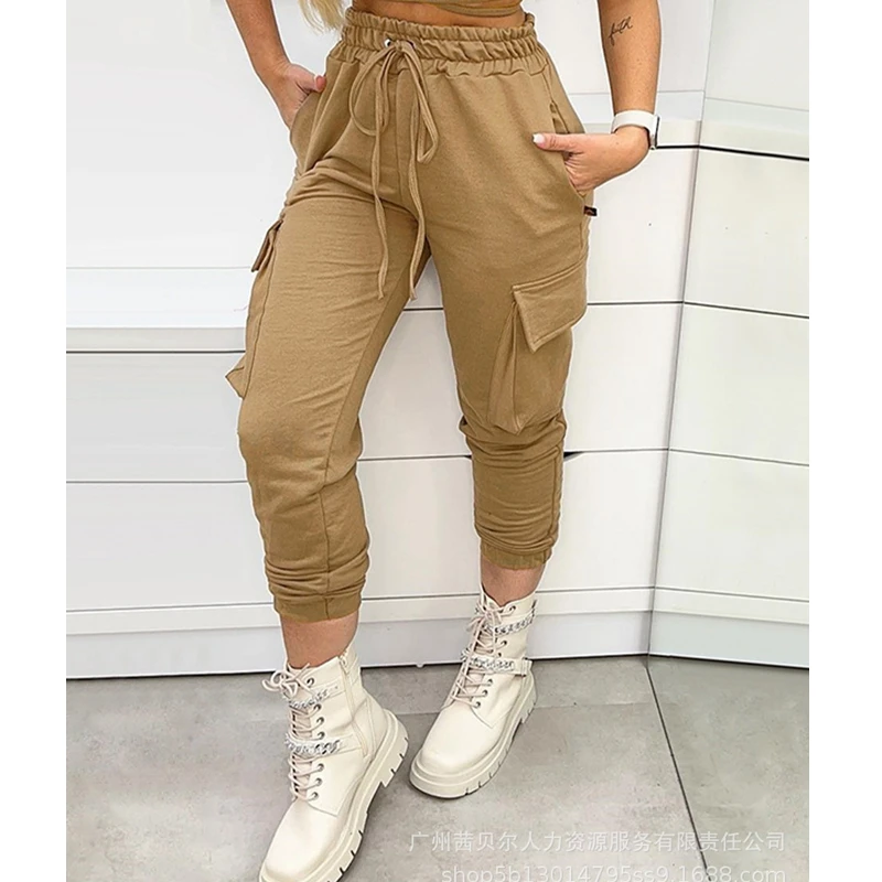 Summer Fashion Solid Color Slim-Fit Pants Women Cargo Pants Overalls Women Casual Lace-up Elastic High Waist Pocket Pencil Pants
Summer Fashion Solid Color Slim-Fit Pants Women Cargo Pants Overalls Women Casual Lace-up Elastic High Waist Pocket Pencil Pants
