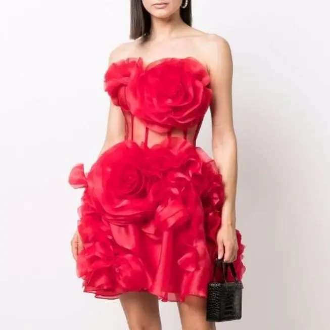 Organza Dress Strapless Floral Dress Hand Made Mini Dress Elegant Dresses For Women Plus Size Red Dress Women's Party Dress
Organza Dress Strapless Floral Dress Hand Made Mini Dress Elegant Dresses For Women Plus Size Red Dress Women's Party Dress