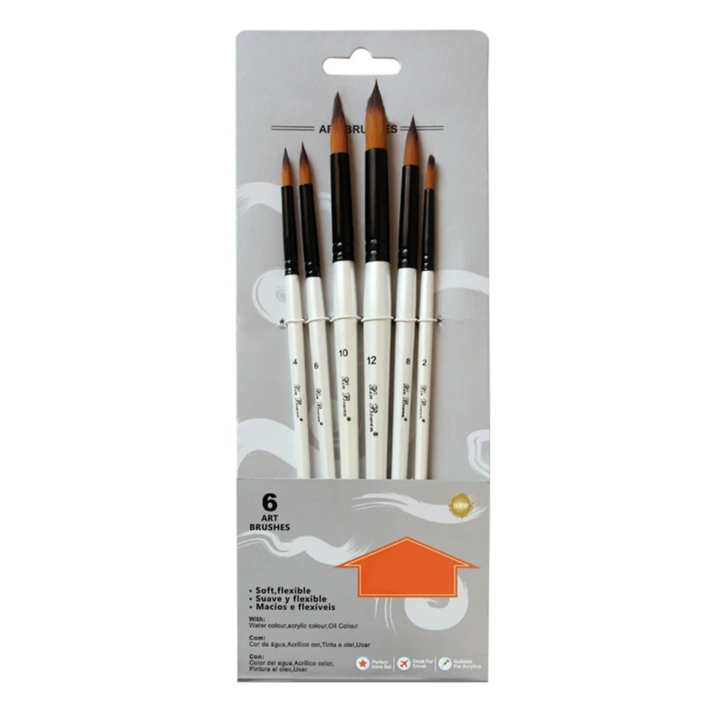 6PCS Set Watercolor Paint Brushes Kit Different Shape Nylon Hair Wooden Handle Painting Brush Art Supplies
6PCS Set Watercolor Paint Brushes Kit Different Shape Nylon Hair Wooden Handle Painting Brush Art Supplies