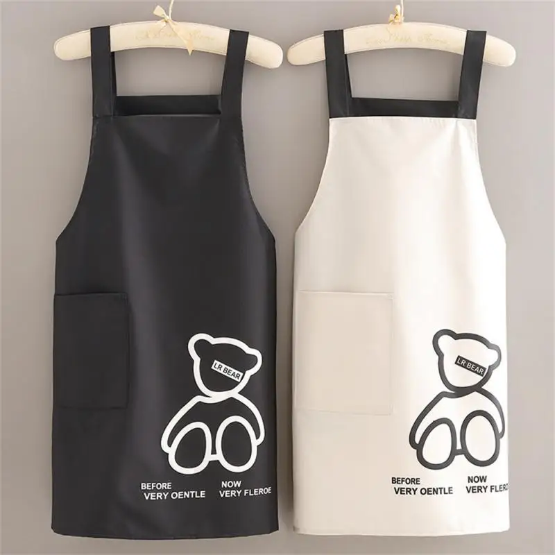 

Creative Cute Bear Home Work Clothes Apron Waterproof Anti-oil Household Studios Uniform Hanging Dining Aprons Hand-wiping