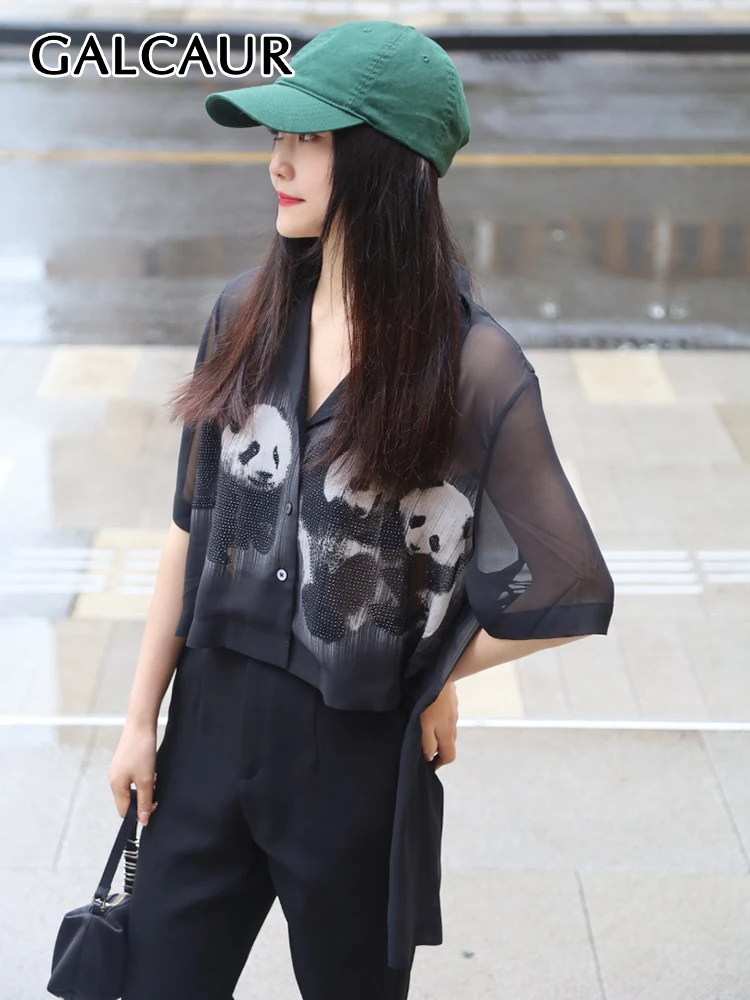 GALCAUR Casual Print Colorblock Shirt For Women Lapel Short Sleeve Patchwork Asymmetrical Blouses Female Summer Clothing Fashion
GALCAUR Casual Print Colorblock Shirt For Women Lapel Short Sleeve Patchwork Asymmetrical Blouses Female Summer Clothing Fashion