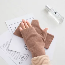 New Functional Fabric Soft Cozy Thin Mitt Exposed Finger Women Winter Fingerless Work Gloves Wrist Mittens Driver Unisex Genuine