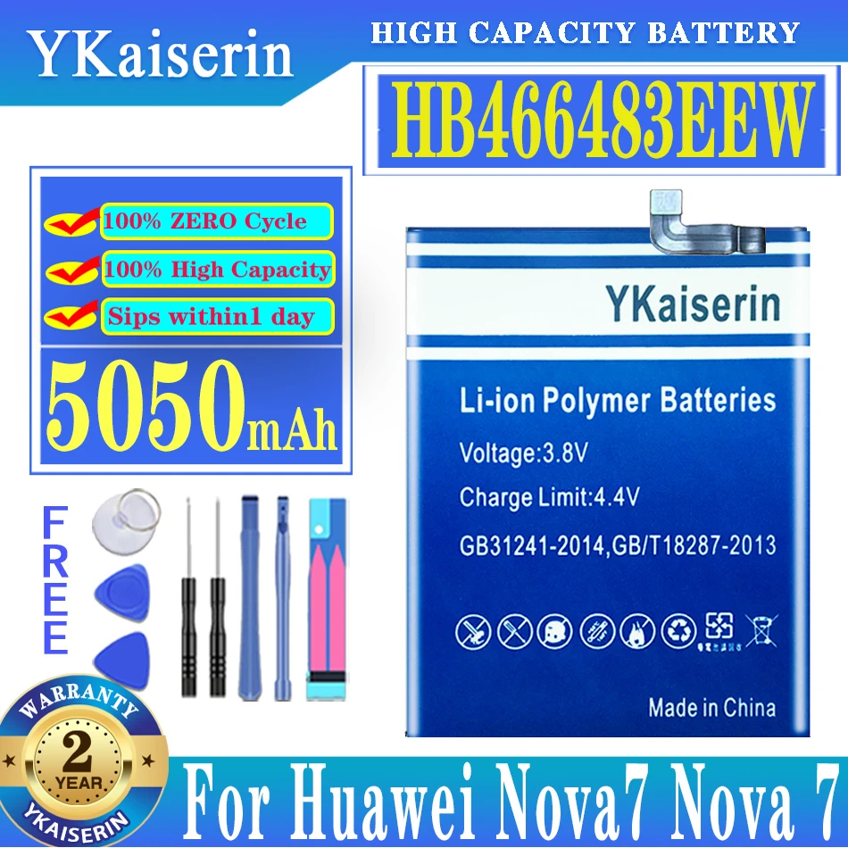 Сменный аккумулятор ykaisсеребрин HB466483EEW 5050 мАч для Huawei Nova7 Nova 7 / Honor 30S JEF-AN00 аккумулятор + Бесплатные инструменты
Сменный аккумулятор ykaisсеребрин HB466483EEW 5050 мАч для Huawei Nova7 Nova 7 / Honor 30S JEF-AN00 аккумулятор + Бесплатные инструменты