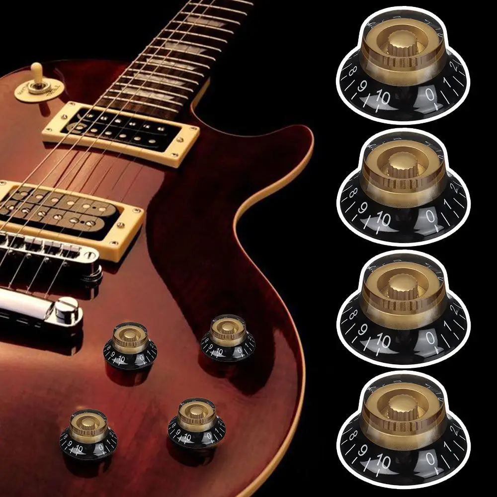 Electric Guitar Bass Volume Knob Hat Shape Speed Tuning Control Black&Gold with White Numbers Plastic Switch For Les Paul LP
Electric Guitar Bass Volume Knob Hat Shape Speed Tuning Control Black&Gold with White Numbers Plastic Switch For Les Paul LP