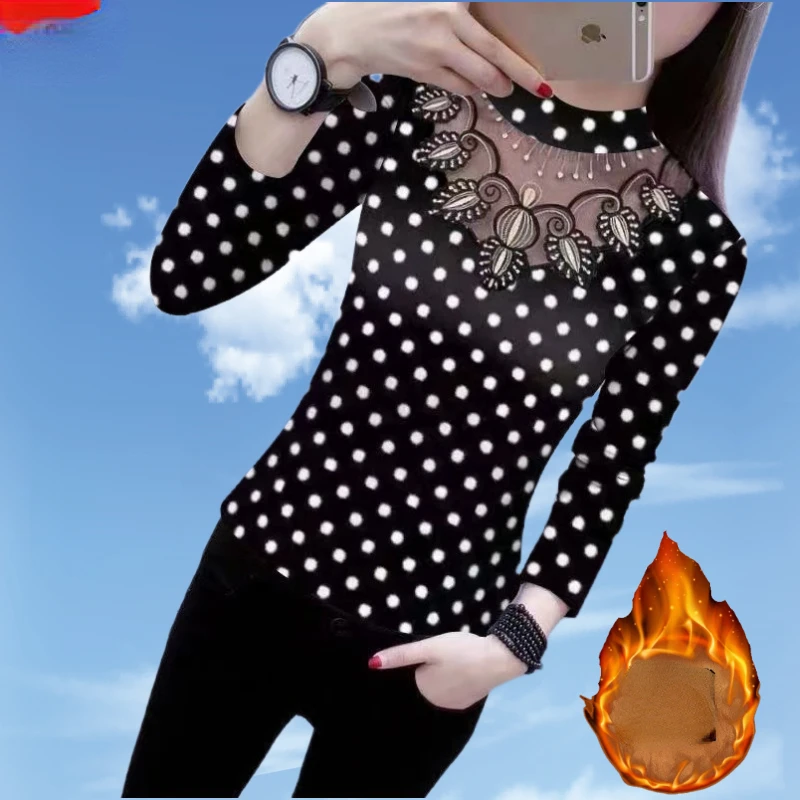 

Женская утолщенная кружевная нижняя рубашка с полувысоким воротником для нового осеннего сезона, Новая женская внутренняя одежда, блузка, футболка, топы, блузки G591