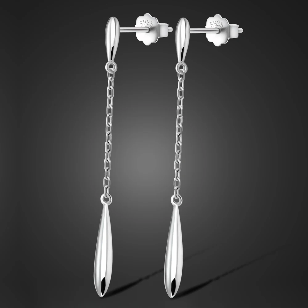 Women Fashion 100% 925 Sterling Silver Earrings Elegant long Tassel Water droplets Ear stud Fine Jewelry Gift 
Women Fashion 100% 925 Sterling Silver Earrings Elegant long Tassel Water droplets Ear stud Fine Jewelry Gift