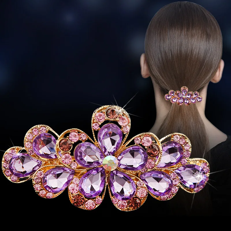 Crystal Hairpin Hairgrips Girls Women Female Luxury Inlaid Rhinestone Ponytail Spring Elegant Horizontal Hair Clip Hair Accessor
Crystal Hairpin Hairgrips Girls Women Female Luxury Inlaid Rhinestone Ponytail Spring Elegant Horizontal Hair Clip Hair Accessor