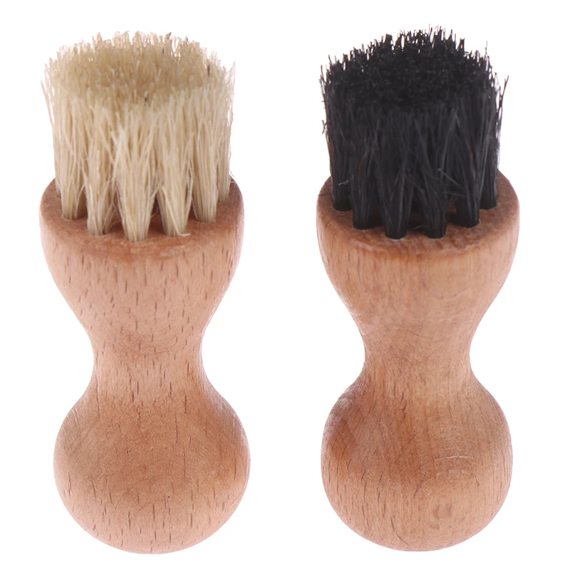 

1PC Portable Boot Mini Hog Bristle Brushes Leather Shoes Supplies Buffing Brush Wood Handle Cleaning Tool Shoes Brush