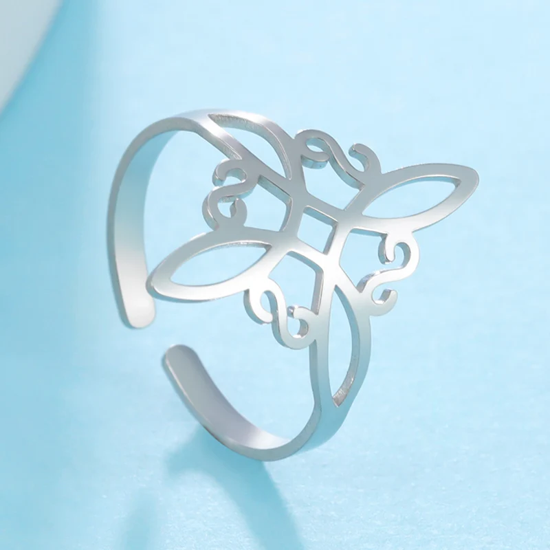 Witch Cross Knot Hollow Ring Stainless Steel Silver Color Continuous Cutting Curl Pattern Finger Rings Couples Jewelry New Gift
Witch Cross Knot Hollow Ring Stainless Steel Silver Color Continuous Cutting Curl Pattern Finger Rings Couples Jewelry New Gift