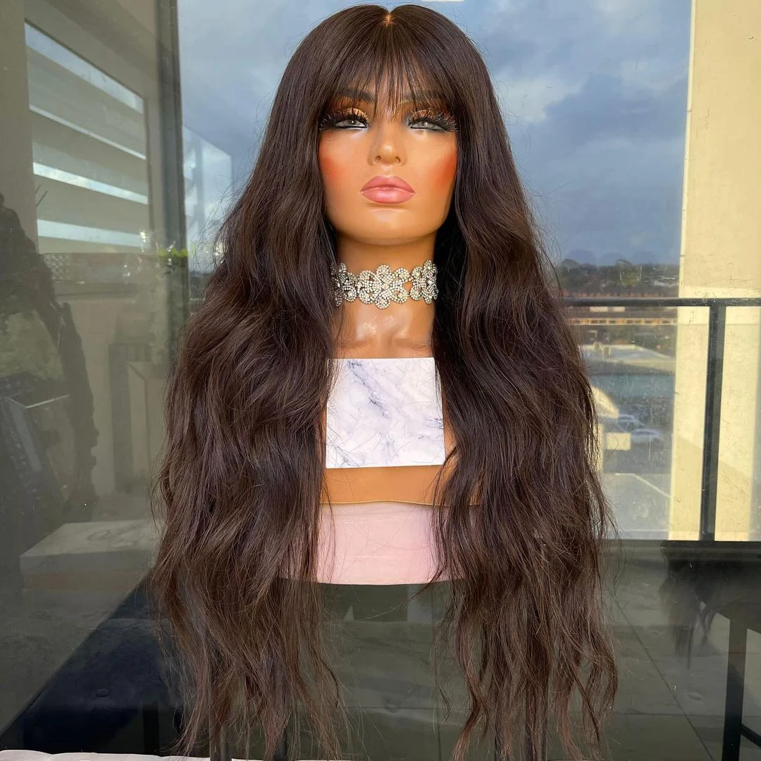 Glueless Soft Body Wave 26 inch Long Synthetic Machine Wig With Bangs Natural Black Wig For Women Heat Resistant Daily Cosplay
Glueless Soft Body Wave 26 inch Long Synthetic Machine Wig With Bangs Natural Black Wig For Women Heat Resistant Daily Cosplay
