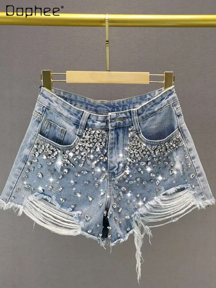 Woman's Rhinestones Ripped Wide-Leg Denim Shorts 2023 Summer New Loose Slimming Crystal High Waist Rhinestone Jean Hot Pants
Woman's Rhinestones Ripped Wide-Leg Denim Shorts 2023 Summer New Loose Slimming Crystal High Waist Rhinestone Jean Hot Pants