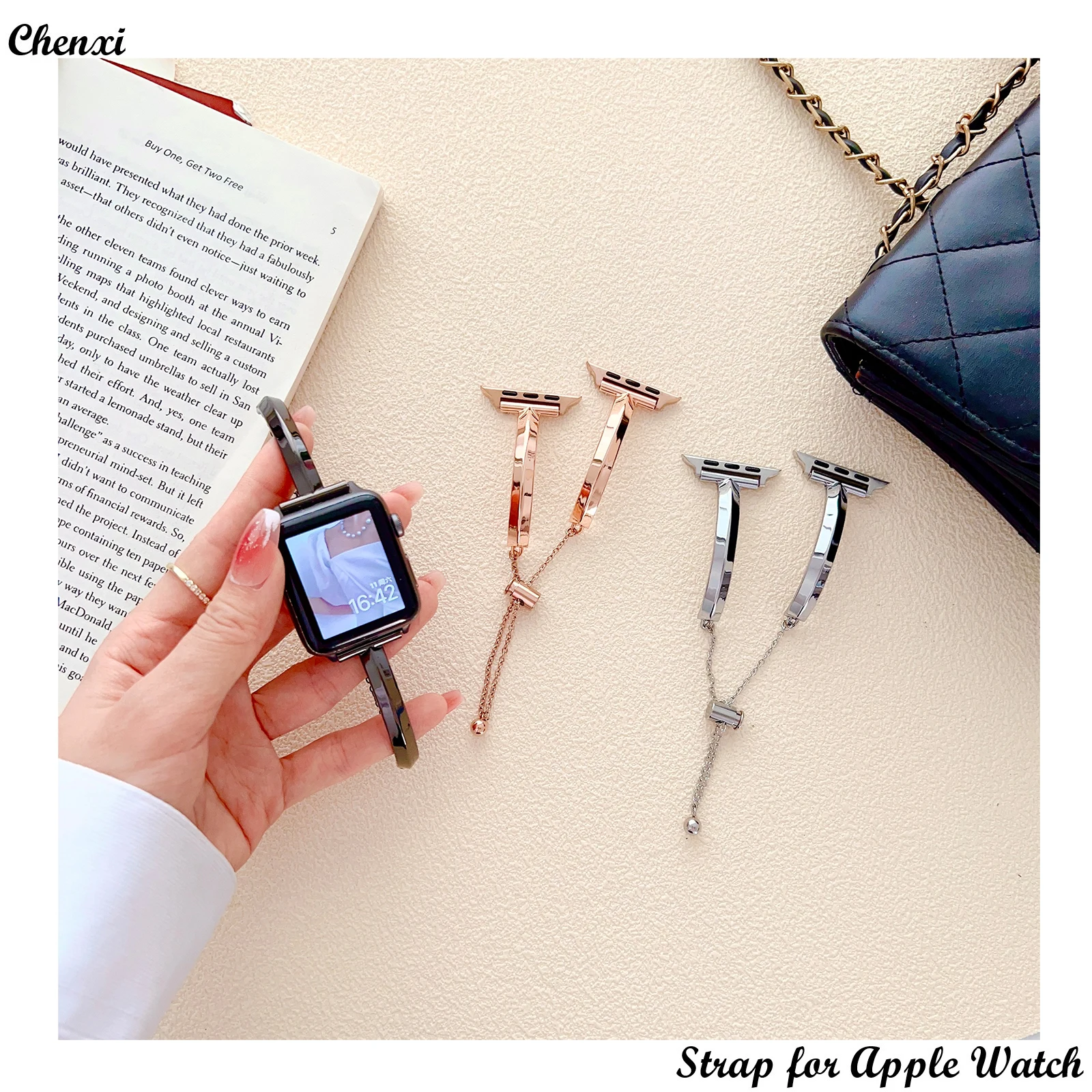 Luxury Metal strap for Apple watch band T bracelet chain for series87654321SE Ultra fashion ornament 40 41 44 45 women's wrist
Luxury Metal strap for Apple watch band T bracelet chain for series87654321SE Ultra fashion ornament 40 41 44 45 women's wrist