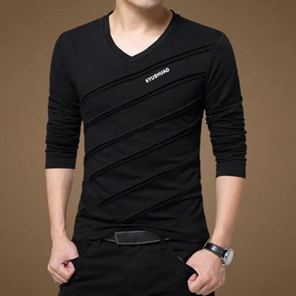Bottoming Shirt Men V Neck Long Sleeve Slim Fit Striped Patchwork Men T-shirt Autumn Business Bottoming Top Pullover Tees
Bottoming Shirt Men V Neck Long Sleeve Slim Fit Striped Patchwork Men T-shirt Autumn Business Bottoming Top Pullover Tees