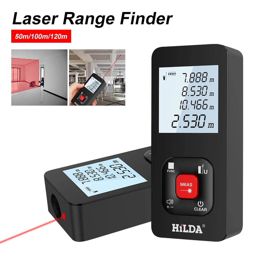 Digital Laser Rangefinder 50m/100m/120m Distance Measuring Meter Backlight 2inch Display Auto-Level Laser Range Finder
Digital Laser Rangefinder 50m/100m/120m Distance Measuring Meter Backlight 2inch Display Auto-Level Laser Range Finder