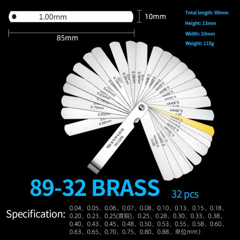 32 Blades Feeler Gauge Combination Stainless Steel Removable Metric Imperial 0.04-0.88mm Thickness Measuring Instruments Tool
32 Blades Feeler Gauge Combination Stainless Steel Removable Metric Imperial 0.04-0.88mm Thickness Measuring Instruments Tool