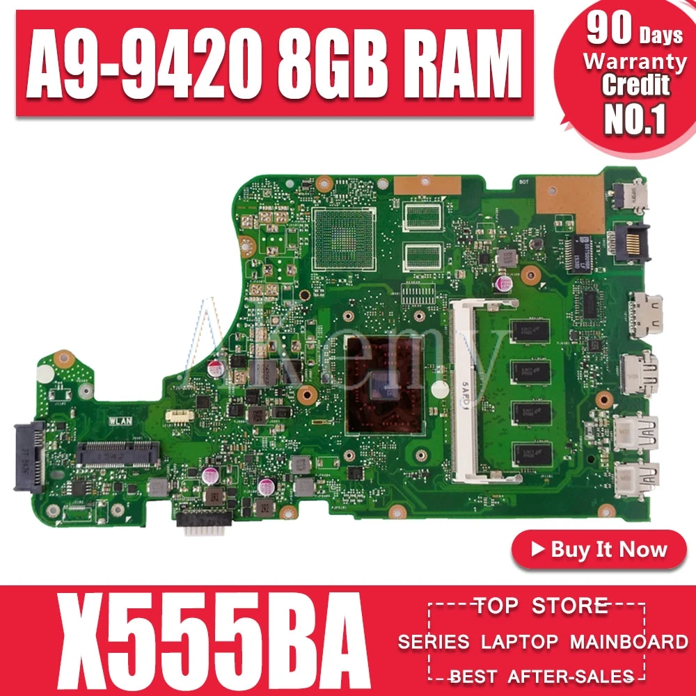 X555QG Motherboard For Asus X555QA X555BA X555Q X555B laptop Motherboard X555BA Mainboard Test OK A9-9420 8GB RAM
X555QG Motherboard For Asus X555QA X555BA X555Q X555B laptop Motherboard X555BA Mainboard Test OK A9-9420 8GB RAM