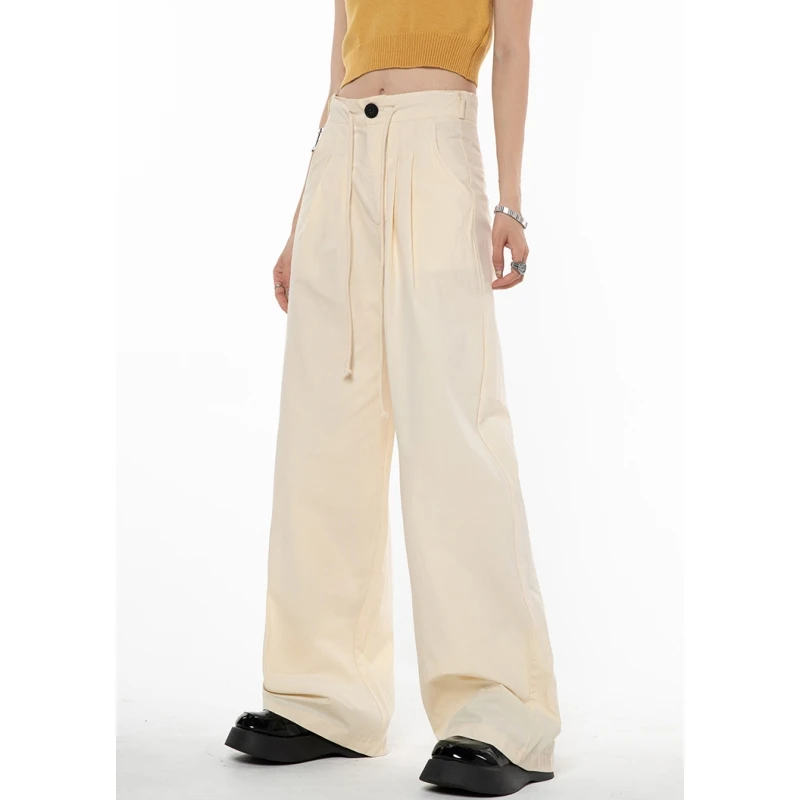 

Oversize Canary Yellow Women Loose Pants High Waist Vintage Baggy Pants Streetwear American Style Fashion Wide Leg Trouser