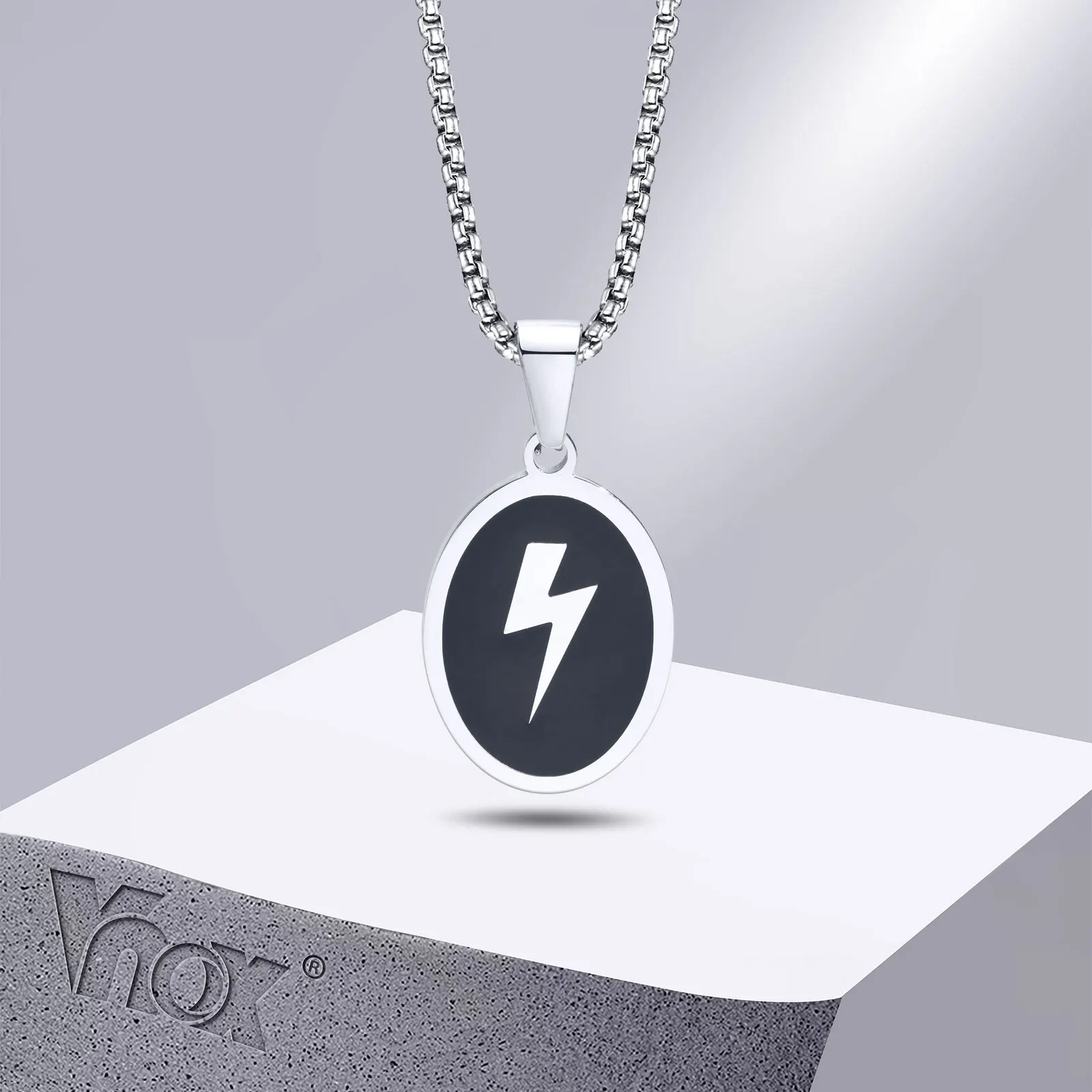 Vnox New Fashion Lightning Necklaces for Men, Stylish Black Oval Stainless Steel Geometric Pendant Collar Gifts Jewelry
Vnox New Fashion Lightning Necklaces for Men, Stylish Black Oval Stainless Steel Geometric Pendant Collar Gifts Jewelry
