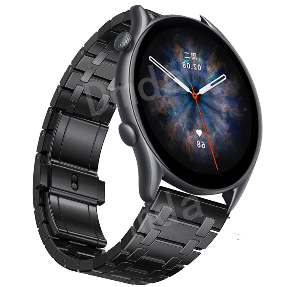 Фото Металлический бизнес-ремешок из нержавеющей стали для умных часов Amazfit GTR 3 Pro/GTR3 2 2e 47мм/Stratos Smart Watch 22мм AP-браслет на запястье.