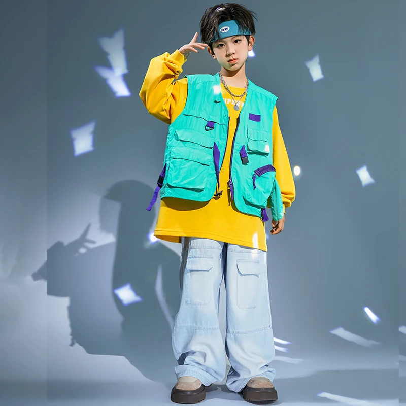 Kids Hip Hop Clothing Blue Sleeveless Jacket Vest Casual Street Strap Cargo Pants for Girl Boy Jazz Dance Costume Kpop Clothes
Kids Hip Hop Clothing Blue Sleeveless Jacket Vest Casual Street Strap Cargo Pants for Girl Boy Jazz Dance Costume Kpop Clothes