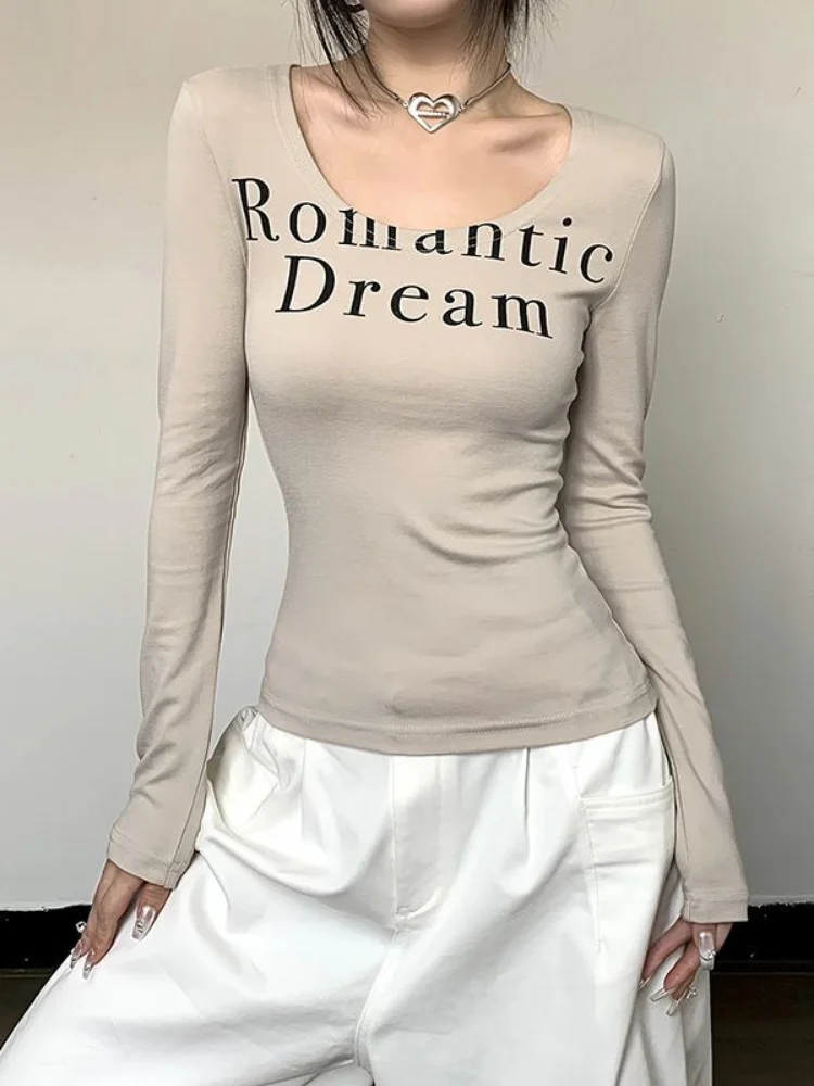 Sexy Deep U-neck Long Sleeve T-shirt Women Letter Print All Match Casual Slim Tshirts Y2k Fairy Skinny Tee Shirts Grunge Tops
Sexy Deep U-neck Long Sleeve T-shirt Women Letter Print All Match Casual Slim Tshirts Y2k Fairy Skinny Tee Shirts Grunge Tops