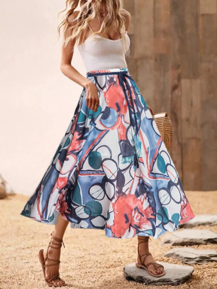 New Fashion Pattern Print Beach Skirts Women Vintage Casual Lace-Up High Waist Dress New Office Summer Elegant Chic Skirt Mujers
New Fashion Pattern Print Beach Skirts Women Vintage Casual Lace-Up High Waist Dress New Office Summer Elegant Chic Skirt Mujers