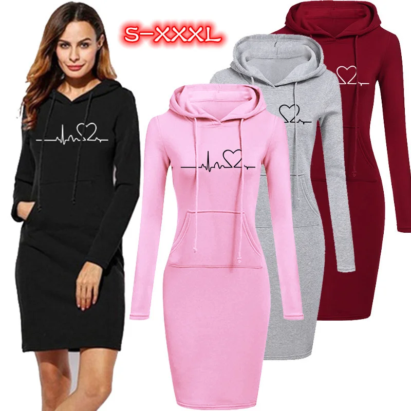 Women Fashion Hooded Sweater Dress Autumn and Winter Long Sleeve Hoodie Dress Slim Fit Pullovers Sweatshirt Dress 
Women Fashion Hooded Sweater Dress Autumn and Winter Long Sleeve Hoodie Dress Slim Fit Pullovers Sweatshirt Dress