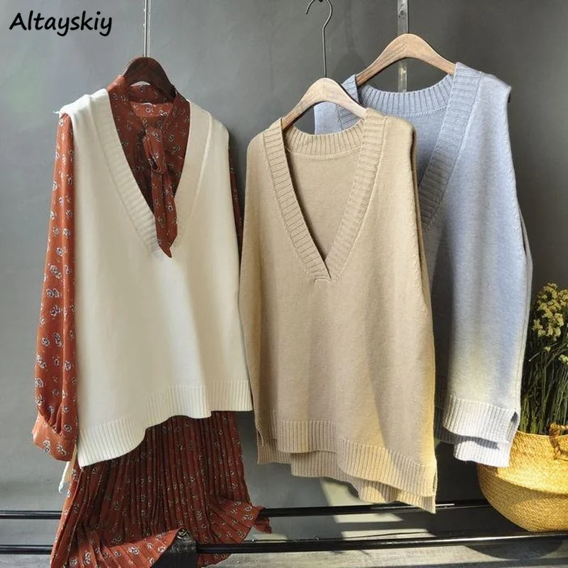 Sweater Vest Women Elegant New M-3XL Simple Trendy Autumn V-Neck Solid Clothing All-match Casual Korean Style Sleeveless Jumpers
Sweater Vest Women Elegant New M-3XL Simple Trendy Autumn V-Neck Solid Clothing All-match Casual Korean Style Sleeveless Jumpers