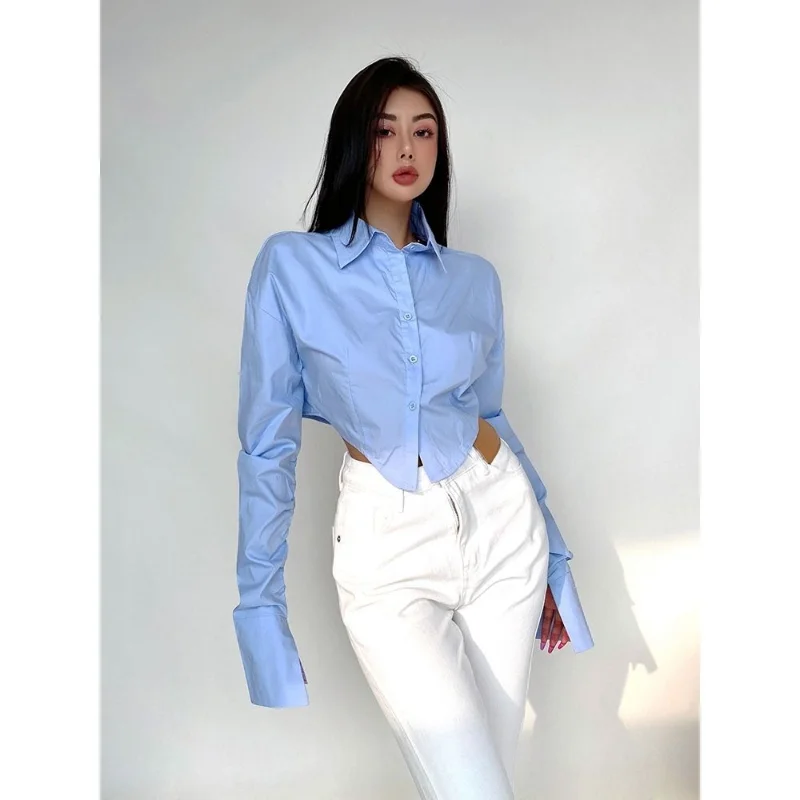 Deeptown Women Blouse White Crop Top Korean Streetwear Long Sleeve Tops Sexy Casual Basic Button Up Shirts Female Trendy Fashion
Deeptown Women Blouse White Crop Top Korean Streetwear Long Sleeve Tops Sexy Casual Basic Button Up Shirts Female Trendy Fashion