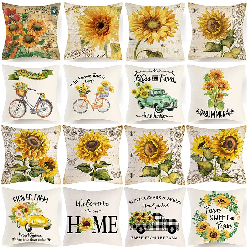 Spring Summer Sunflower Truck Plaid Printed Cushion Cover 45x45cm Linen Square Pillow Covers Home Decor Sofa Cushion Pillowcase
Spring Summer Sunflower Truck Plaid Printed Cushion Cover 45x45cm Linen Square Pillow Covers Home Decor Sofa Cushion Pillowcase