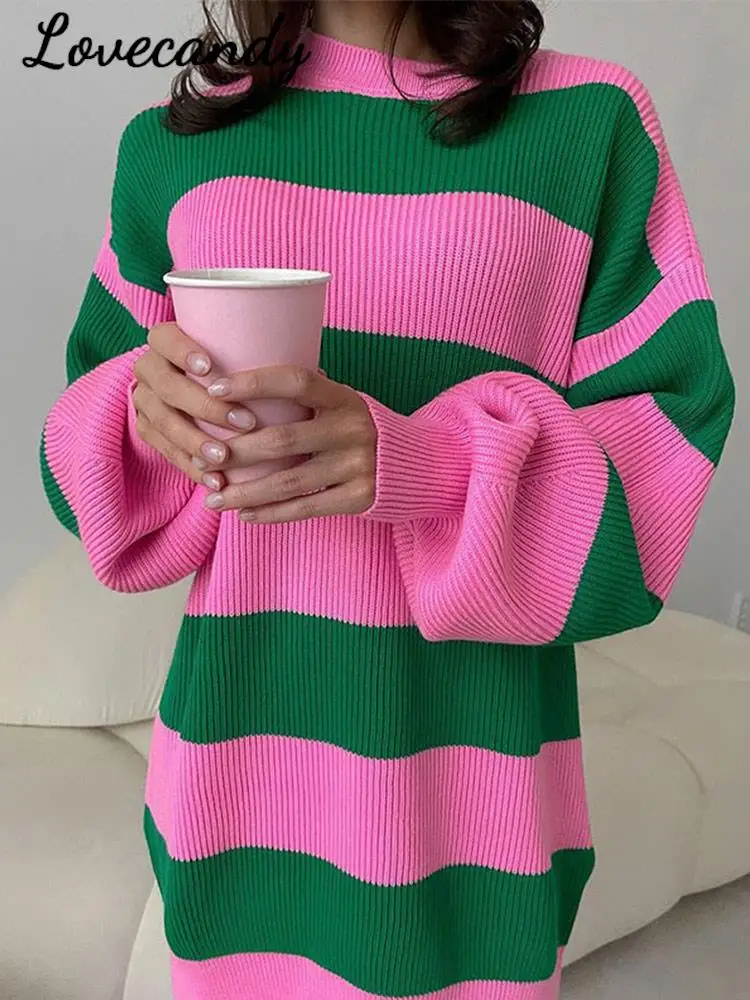Women Oversized Stripe Sweater Pullovers Casual O-neck Long Sleeve Knitted Sweaters 2022 Autumn Female Fashion Streetwear Tops
Women Oversized Stripe Sweater Pullovers Casual O-neck Long Sleeve Knitted Sweaters 2022 Autumn Female Fashion Streetwear Tops