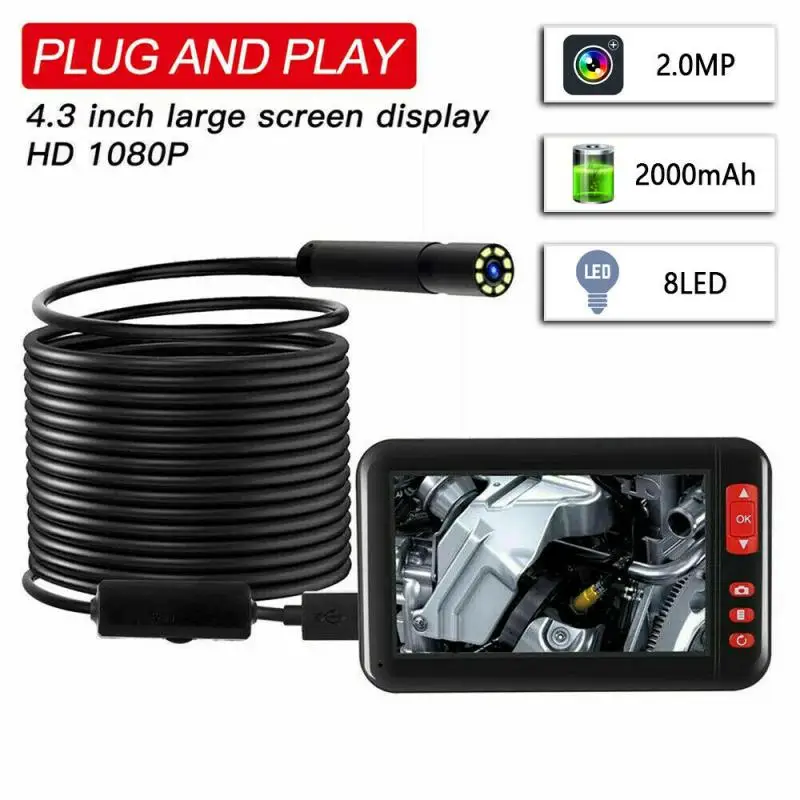 New 8mm 4.3" 1080P Car Camera Inspection Borescope Car Accessories Waterproof 8LED Car Endoscope Pipe Tube Scope Car Repair Tool
New 8mm 4.3" 1080P Car Camera Inspection Borescope Car Accessories Waterproof 8LED Car Endoscope Pipe Tube Scope Car Repair Tool