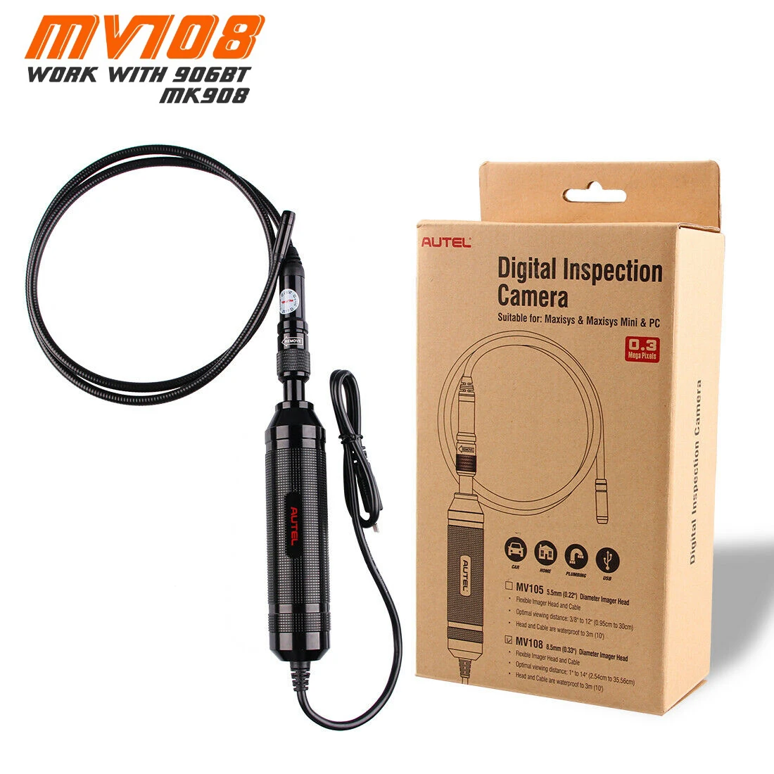 Autel MaxiVideo MV108 HD Digital 8.5mm Inspection Camera For MK808BT MaxiSys And PC Support Video Inspection Scope E Image Head
Autel MaxiVideo MV108 HD Digital 8.5mm Inspection Camera For MK808BT MaxiSys And PC Support Video Inspection Scope E Image Head