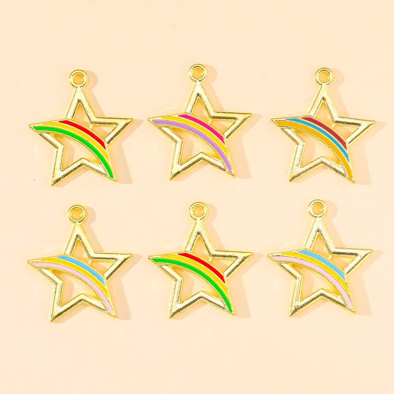 20Pcs 21x23mm Fashion Rainbow Openwork Pentagram Charms Gold Color Alloy Pendant for Star Drop Earrings Necklace Jewelry Making
20Pcs 21x23mm Fashion Rainbow Openwork Pentagram Charms Gold Color Alloy Pendant for Star Drop Earrings Necklace Jewelry Making