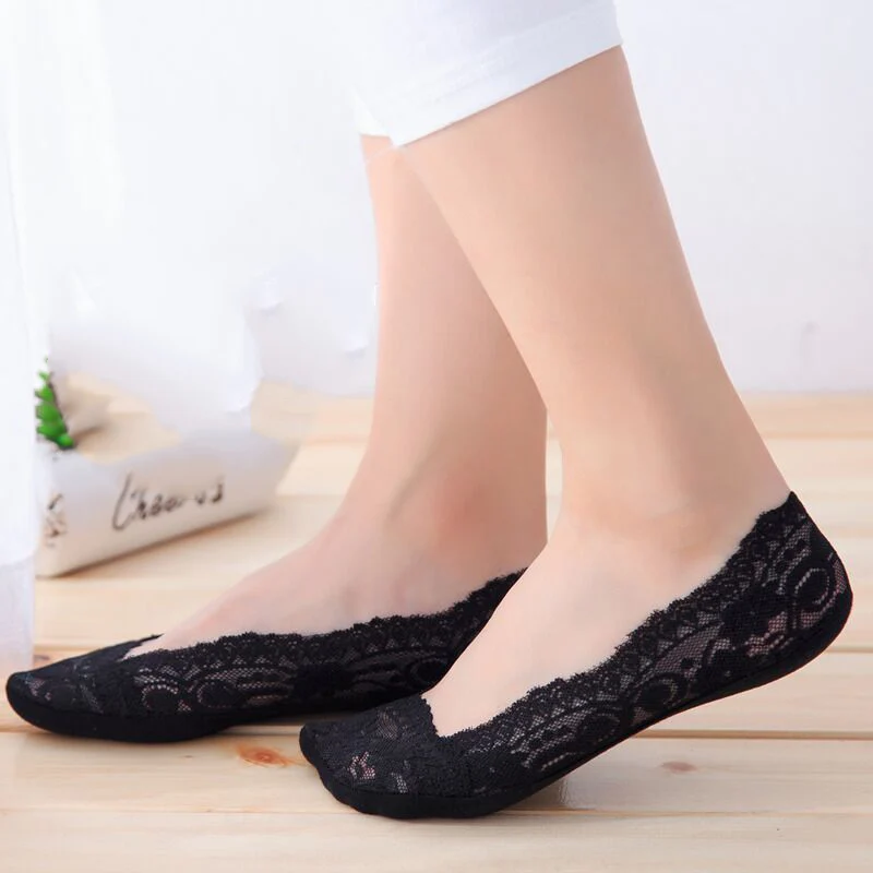 

Sole Summer 3pairs Wholesale Boat Anti-slip Gel Antiskid Socks Cotton Slippers Sock Invisible Non-slip Lace Women Silica Girl