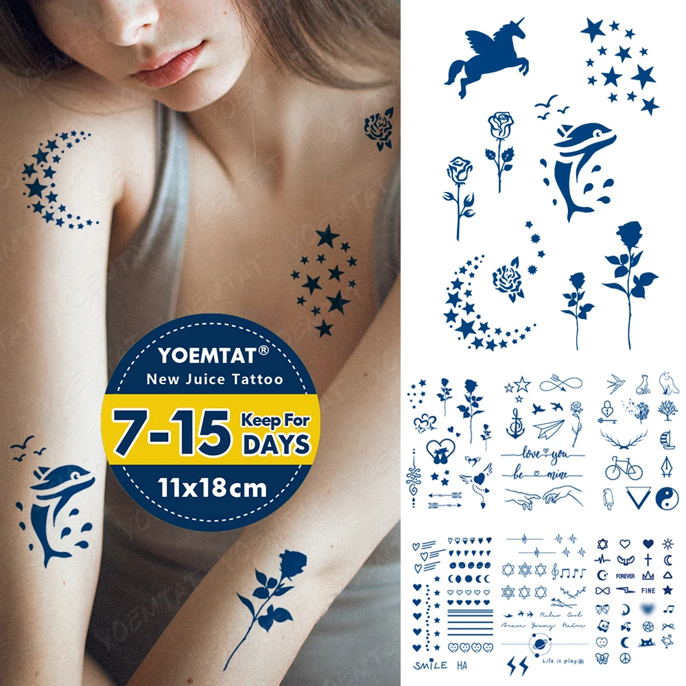 Waterproof Temporary Tattoo Sticker Flower Star Dolphin Juice Lasting Ink Body Art Genipin Herbal Semi-Permanent Flash Fake Tato
Waterproof Temporary Tattoo Sticker Flower Star Dolphin Juice Lasting Ink Body Art Genipin Herbal Semi-Permanent Flash Fake Tato