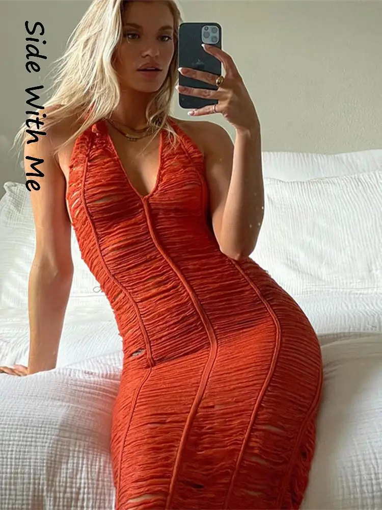 Side with Me 2022 Summer Bodycon Sexy Halter Cut Out Women's Midi Dress Slim Backless Lacing Evening Party Casual Woman Dresses
Side with Me 2022 Summer Bodycon Sexy Halter Cut Out Women's Midi Dress Slim Backless Lacing Evening Party Casual Woman Dresses