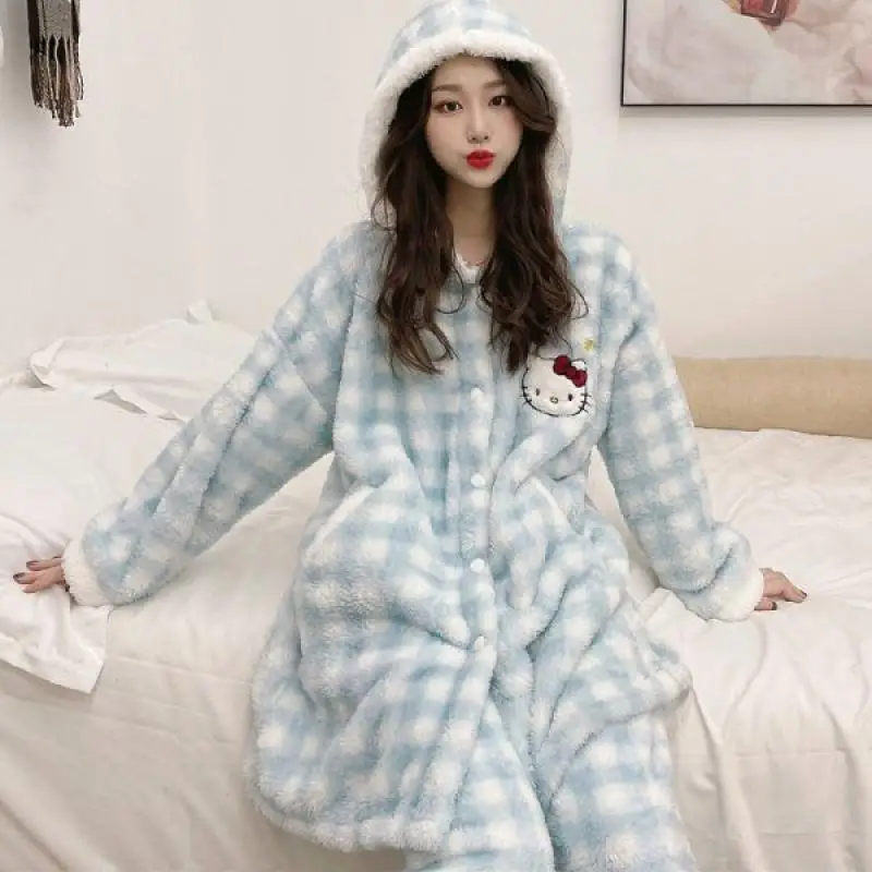 Sanrio Hellokitty New Ins Wind Net Red Grid Suit Pajamas Women's Autumn and Winter Thickened Long Sleeved Plush Home Clothes
Sanrio Hellokitty New Ins Wind Net Red Grid Suit Pajamas Women's Autumn and Winter Thickened Long Sleeved Plush Home Clothes