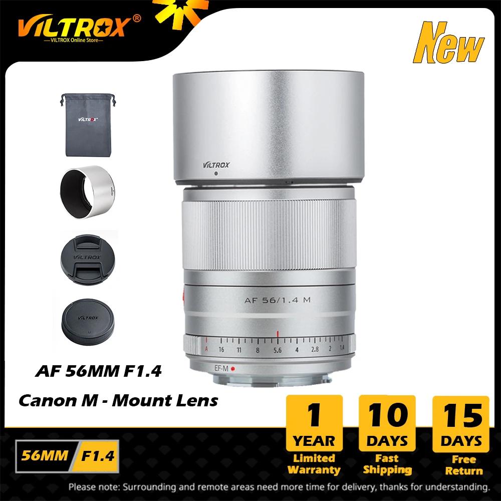 VILTROX 56mm F1.4 Canon Lens EF-M Large Aperture Auto Focus Portrait Lens APS-C Prime Lens For Canon EOS M M5 M10 Cameras Lenses
VILTROX 56mm F1.4 Canon Lens EF-M Large Aperture Auto Focus Portrait Lens APS-C Prime Lens For Canon EOS M M5 M10 Cameras Lenses