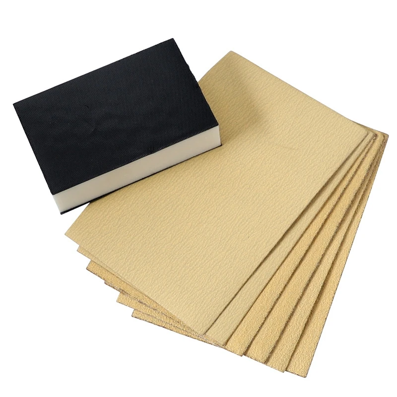Flocking Yellow Sandpaper Contains 1 Sponge Block, 80 Mesh, 120 Mesh, 240 Mesh Size 154X100mm Sandpaper 2 Pieces Each
Flocking Yellow Sandpaper Contains 1 Sponge Block, 80 Mesh, 120 Mesh, 240 Mesh Size 154X100mm Sandpaper 2 Pieces Each