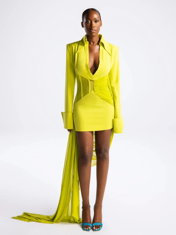 BEVENCCEL Sexy Deep V-Neck Mesh Draped Mini Dress Women Long Sleeve Mesh Folds Bodycon Dress Elegant Evening Party Dress
BEVENCCEL Sexy Deep V-Neck Mesh Draped Mini Dress Women Long Sleeve Mesh Folds Bodycon Dress Elegant Evening Party Dress